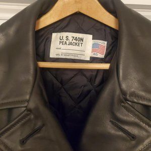 men's leather coat size 46 (extra large) black slightly used